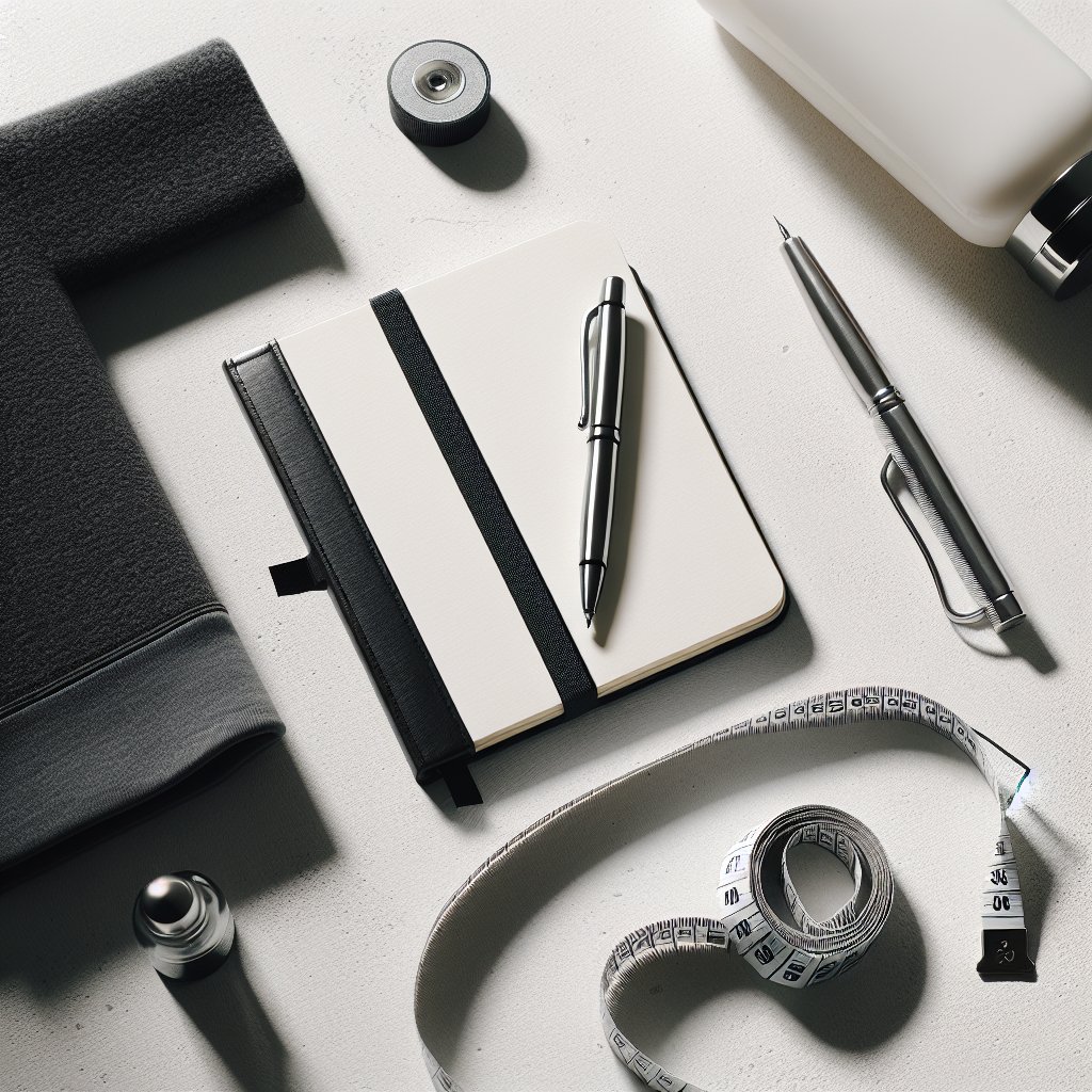 Notebook and measuring tape for tracking early progress