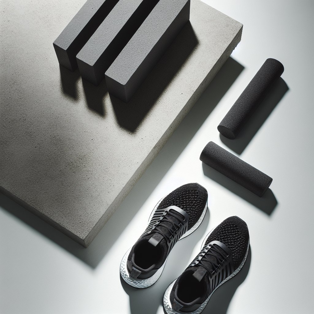 Training shoes and yoga block for proper exercise alignment