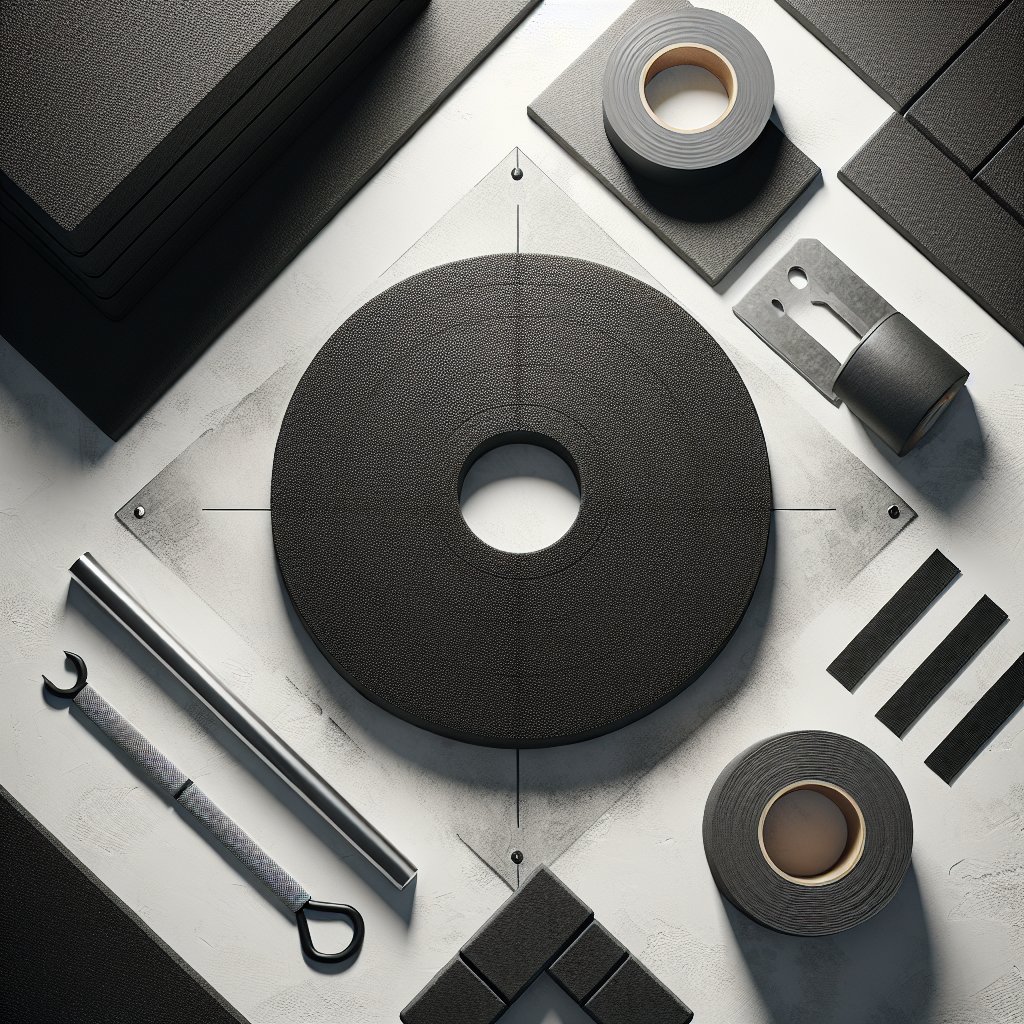 Rubber gym flooring mat with installation tools