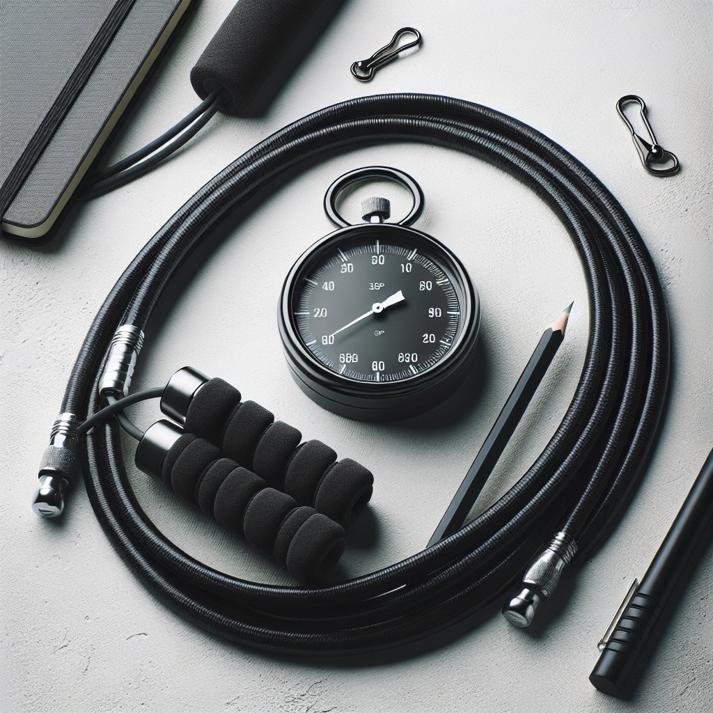 Interval timer jump rope and workout notebook
