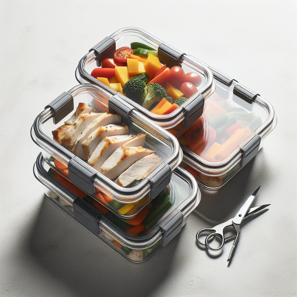 Glass meal prep containers with portioned chicken and vegetables