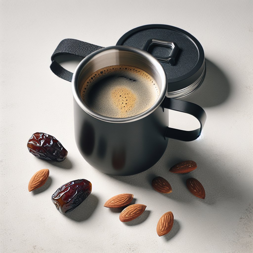 Black coffee with dates and almonds as pre-workout fuel