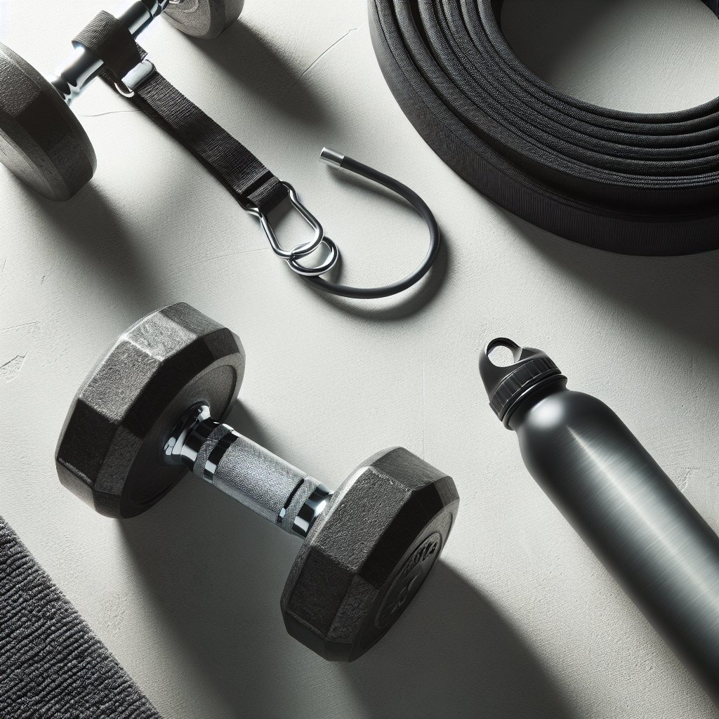 Dumbbell resistance band and water bottle for hypertrophy training