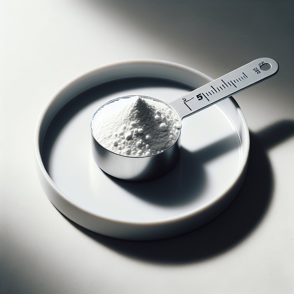 Measured creatine dose on stainless steel scoop